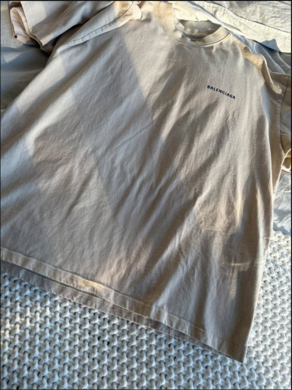 Balenciaga Beige Logo Tee Front Back Designer T-Shirt